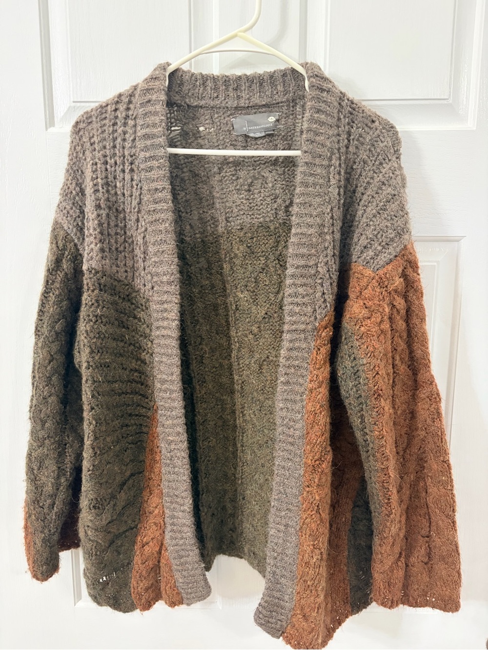 Anthropologie Cozy Colorblock Open-Front Women's Sweater Cardigan